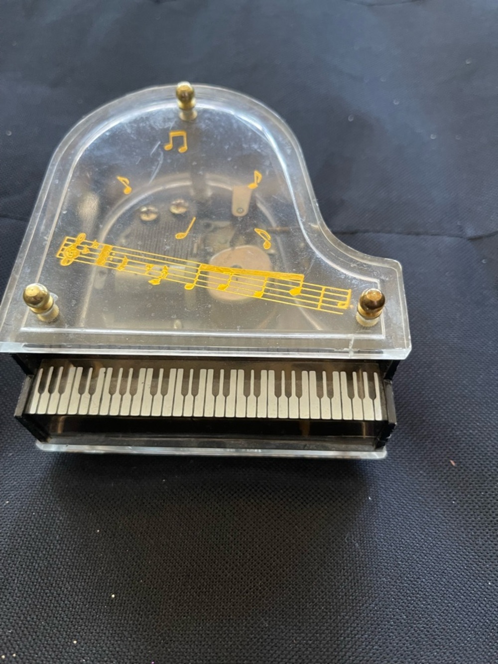 Clear Acrylic Mini Grand Piano Music Box - Gold Accents needed maintenance